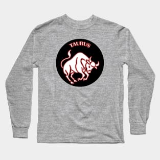 Taurus Astrology Zodiac Sign - Taurus Bull Astrology Birthday Gifts - Black and White - Red Glow Long Sleeve T-Shirt